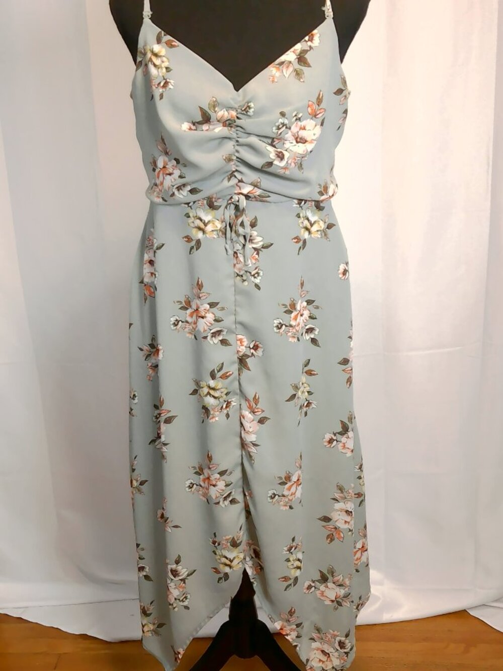 Floral V-Neck Maxi Dress in Light Teal